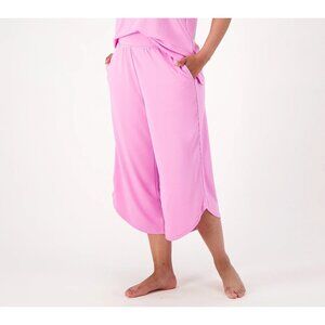 Cuddl Duds Jade Infused Curve Hem Cropped Pants Sweet Pea Pink Womens Size 1X